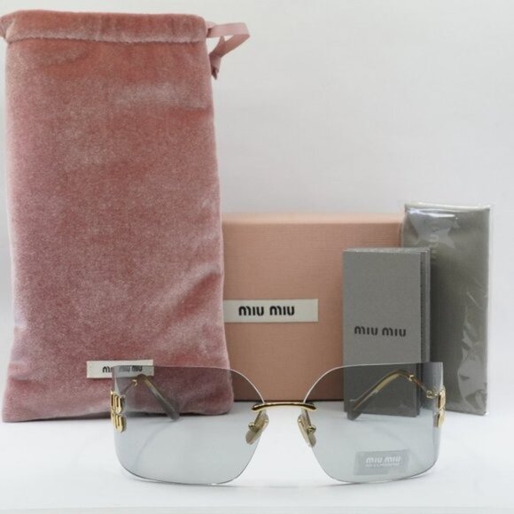 Miu Miu MU54YS 5AK30B Geometric Sunglasses - Gold/Light Grey main image 10